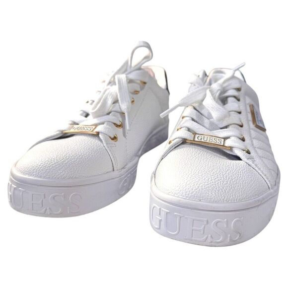 Guess Shoes - GUESS Womens Renzy Sneaker white with‎ gold accent size US 9